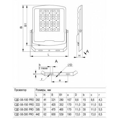 Прожектор СДО 08-200 PRO 30° 5000К IP65 Комплект ПРОМО Прожектор СДО 08-200 PRO 30° 5000К IP65 Комплект ПРОМО