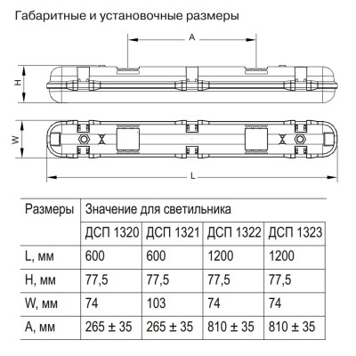 Светильник LED ДСП 1323 60Вт 5000К IP65 1200мм Светильник LED ДСП 1323 60Вт 5000К IP65 1200мм