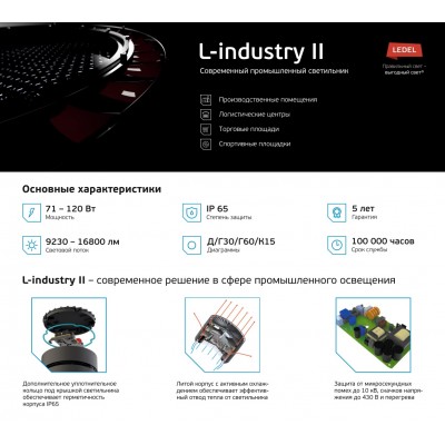 Светильник L-industry II 100/Г30/5,0К/04 IP65 Светильник L-industry II 100/Г30/5,0К/04 IP65