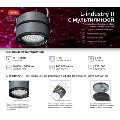 Светильник L-industry II 100/Г30/5,0К/05 IP65 Светильник L-industry II 100/Г30/5,0К/05 IP65