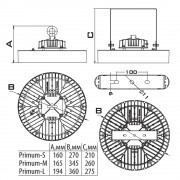 Промышленный светильник Primum-S 140Вт CRI80 4000K КСC:C90 с защитным стеклом кронштейн