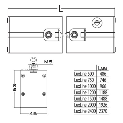Торговый светильник LuxLine 2000 90Вт CRI80 3000K КСС:C110 Торговый светильник LuxLine 2000 90Вт CRI80 3000K КСС:C110
