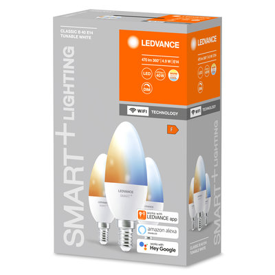 Светодиодная лампа Smart+WiFi Candle Tunable White 40 5W/2700-6500K (x3) E14 Светодиодная лампа Smart+WiFi Candle Tunable White 40 5W/2700-6500K (x3) E14