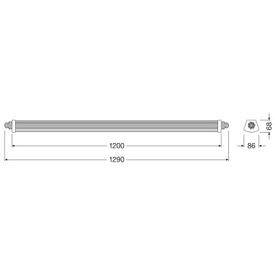 Промышленный светодиодный светильник DP COMPACT 1200 44W 6500K IP66 GY LEDV Промышленный светодиодный светильник DP COMPACT 1200 44W 6500K IP66 GY LEDV