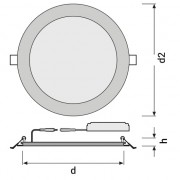 DL SLIM ALU 205 22W 3000K WT LEDV