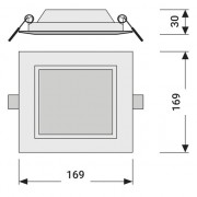 DL SLIM SQUARE 155 12W 4000K WT LEDV