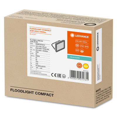 Прожектор FL COMP V 20W 830 SYM 100 BK Прожектор FL COMP V 20W 830 SYM 100 BK